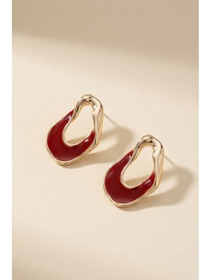 Aurrari Gold Hole Bordo Mineli Küpe