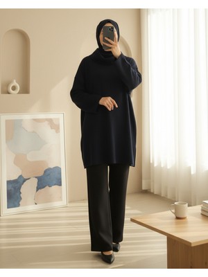 Modamorfo Balıkçı Yaka Yırtmaçlı Selanik Tunik   -Laci