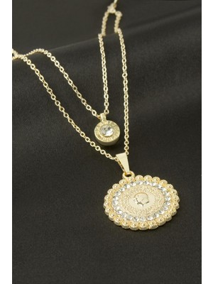 Zero Land Storozde Mustafa Kemal Atatürk Ikili Kolye - Sarı