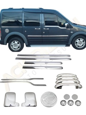 Ack Dizayn Ford Connect 2002-2009 6'lı Krom Yan Set (Ayna-Kilit Açma-Depo Kapağı-Yan Kapı-Cam Çıtası-Kapı Kol)