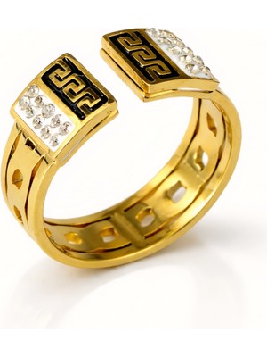 Formzen 316L Paslanmaz Çelik Modern Desenli Zirkon Taşlı Yüzük – Şık ve Dayanıklı Tasarım