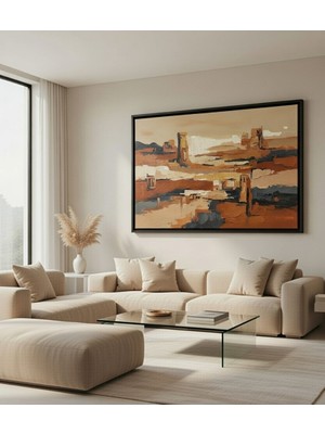 Safir Design Toprak Tonlarında Soyut Kanyon Esintili Çerçeveli Tablo