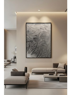 Safir Design Modern Buz Kristali Desenli Siyah Çerçeveli Tablo