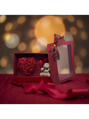 Florivya Design Sevgililer Günü Özel Tasarım Pencereli Hediye Kutusu Içine Kendi Hediyenizi Koyabileceğiniz Dekoratif Kutu