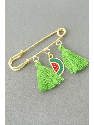 Zero Land Storozde Hilal Karpuz Püsküllü Broş - Sarı