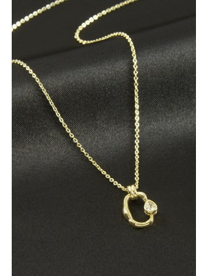 Zero Land Storozde Xuping Oval Zirkon Taşlı Lüks Çelik Kolye - Sarı