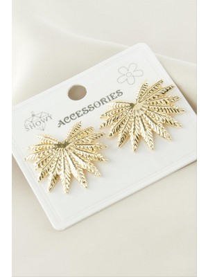 Zero Land Storozde Yaprak Metal Küpe - Gümüş Rengi