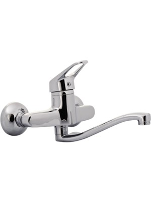 Damlasu 40 Kartüş Mix Kuğu Duvardan Bağlantılı  Aplik Eviye Bataryası Krom Mutfak Evye