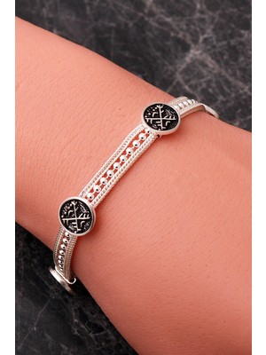 Sümer Telkari Mezopotamya Makas & Tarak Sembolü Midyat Hasırı 925 Ayar Gümüş Bileklik 4870