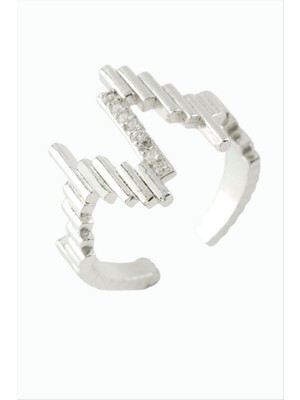 Zero Land Storozde Şimşek Taşlı Yüzük - Gümüş Rengi