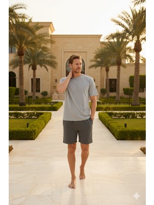 Kly Yeni Sezon 2026 Erkek O.yaka Lüx Tasarım Şortlu Şeritli Pijama Takımı