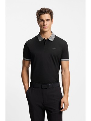 Boss Erkek Normal Kesim Kısa Kollu Nem Yönetimi Özellikli Esnek Pamuklu Kumaş Siyah Polo Yaka T-Shirt 50554583-001