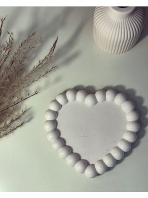 Lenisa Home Lenisa Dekoratif Kalp Şeklinde Boncuk Detaylı Takı Tabağı - Bubble Kalp Aksesuar Tepsisi