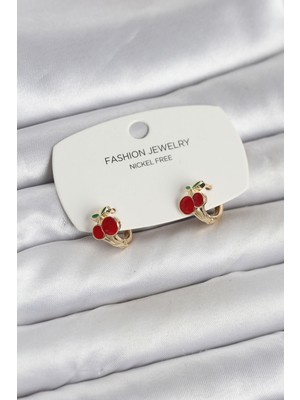 Nuveden Ieg™ Kiraz Model Gold Renk Pirinç Çocuk Küpe NVDN-RSBJT34