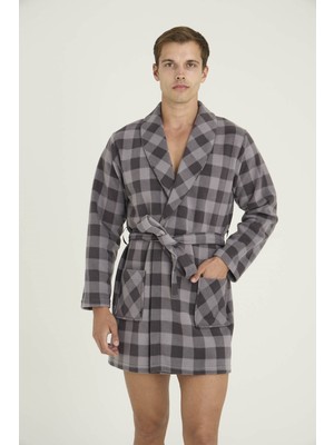 Kly Erkek Tek Rob Sabahlık Ekose Desenli