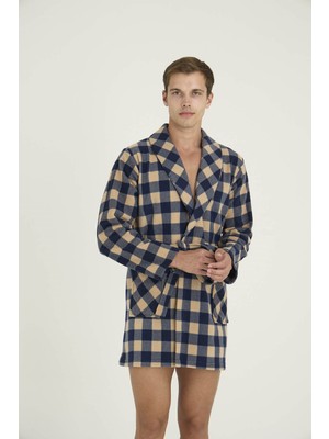 Kly Erkek Tek Rob Sabahlık Ekose Desenli
