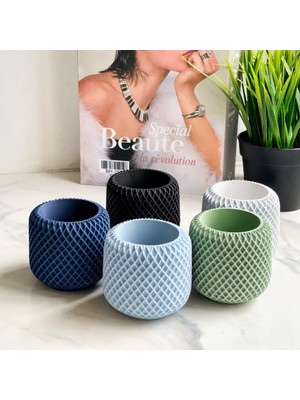 Lenisa Home Lenisa Baklava Desenli Mumluk, Saksı, Kalemlik Dekoratif Biblo Taş Tozu