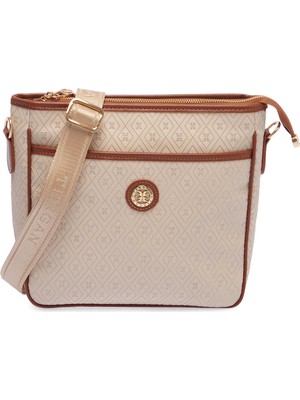 Tergan Bej Print Kadın Çapraz Askılı Çanta - S26Y1PR09128-S7G