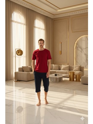 Kly Yeni Sezon 2026 Erkek O.yaka Lüx Tasarım Kaprili Pijama Takımı