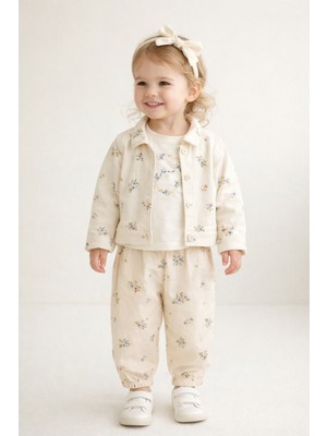 Ugly Duck Nk 1-4 Yaş Arası Çiçek Desenli Üçlü Takım - Krem