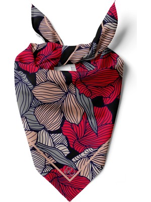 618 Concept 55X55 Çizgili Yapraklı Bandana / Fular