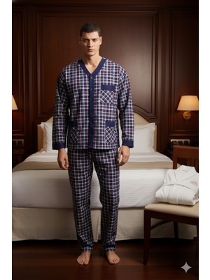 Kly Yeni Sezon V.yaka Lüx Tasarım Kareli Pijama Takımı