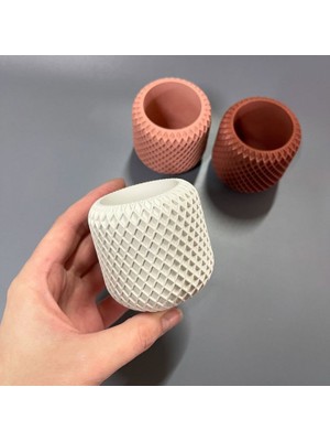 Lenisa Home Lenisa Baklava Desenli Mumluk, Saksı, Kalemlik Dekoratif Biblo Taş Tozu