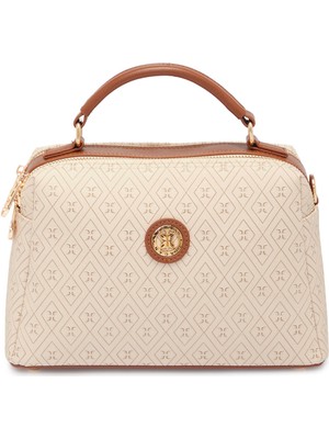 Tergan Bej Print Kadın El Çantası - S26Y1PR09182-S7G