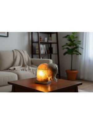 Fil Figürü Tuz Lambası Doğal Kaya Tuzundan 2kg-3kg