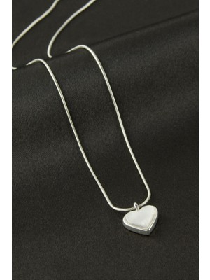 Zero Land Storozde Kalp Sedef Talı Kolye - Gümüş Rengi