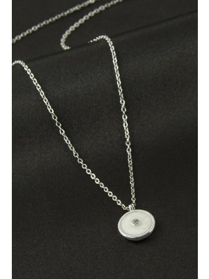 Zero Land Storozde Yuvarlak Mineli Kolye - Gümüş Rengi