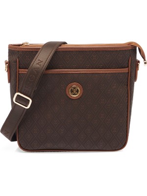 Tergan Kahverengi Print Kadın Çapraz Askılı Çanta - S26Y1PR09128-R1P