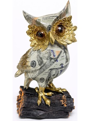 Urz Grup Dolar Baskılı Özel Tasarım Polyester Baykuş - 17X10 cm