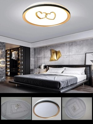 Gökyüzü Panel Yapay Zeka Tasarımlı, 3D Baskılı Kalp,gold Ledli Tavan Armatür 45W – Beyaz Işık 7000K - 50CM Avize