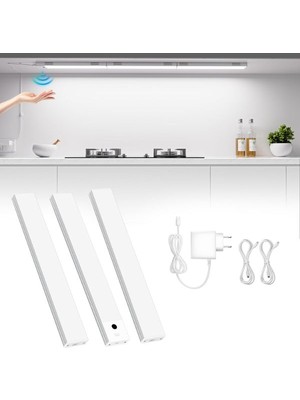 Gümrük Bey Topplee Sensörlü LED Işık Şeridi 30CM X3 – Soğuk Beyaz 6000K, Kısılabilir, 1100LM