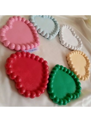 Lenisa Home Lenisa Dekoratif Kalp Şeklinde Boncuk Detaylı Takı Tabağı - Bubble Kalp Aksesuar Tepsisi