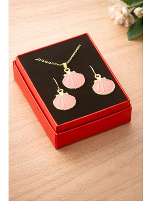 Zero Land Storozde Istiridye Mineli Kutulu Kolye Set - Açık Pembe