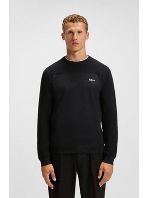 Boss Erkek Normal Kalıp Yuvarlak Yakalı Nefes Alabilen Yün Içerikli Uzun Kollu Lacivert Kazak 50547507-402