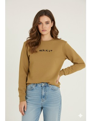Kly %100 Pamuk Yeni Sezon Kadın O.yaka Sweatshirt Manifest
