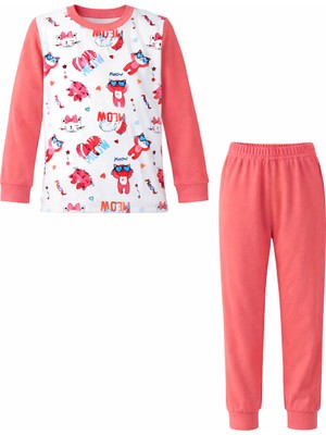 Remsa Kız Çocuk Pamuklu Desenli Pijama Takımı 6068-10 MERCAN01