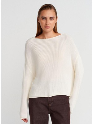 Dilvin Kayık Yaka Dökümlü Triko Kazak