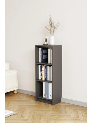 Hofga Bili Kitaplık 3 Raflı  Çok Amaçlı Ofis Salon Çalışma Odası Kütüphane Rafı Antrasit