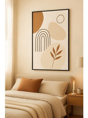 Safir Design Bej ve Tarçın Renkli Iskandinav Tasarım Çerçeveli Tablo