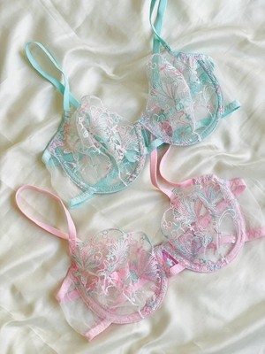 Hama Love Kadın Mavi - Pembe Desenli Iç Çamaşır Takımı