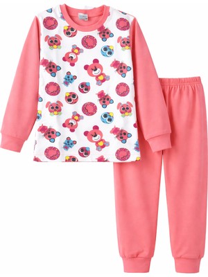 Remsa Kız Çocuk Pamuklu Desenli Pijama Takımı 6068-08 Mercan