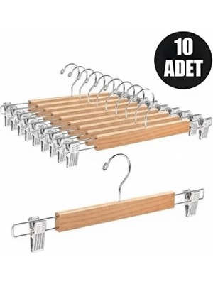 Dystopia 10 Adet- Elbise Askısı Ahşap Askılık Mandallı Etek Askısı