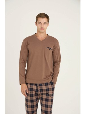 Kly %100 Pamuk Erkek Midi Yaka Pijama Takımı Konforlu Uyku