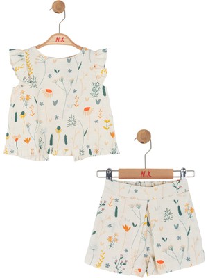 Ugly Duck 1–4 Yaş Kız Bebek %100 Pamuk Keten Askılı Bluz ve Beli Lastikli Şort Takım