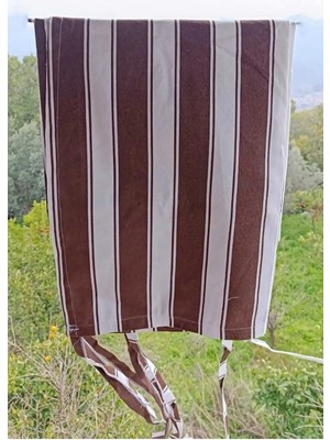 Shy Tekstil Lüks 1.sınıf Su Geçirmez Kahverengi Beyaz Balkon Perdesi Üst Kornişli Yan ve Alt Bağcıklı