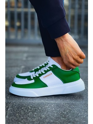 Zerenyus Kenton Bağcıklı Kalın Taban Erkek Sneaker Beyaz Yeşil
